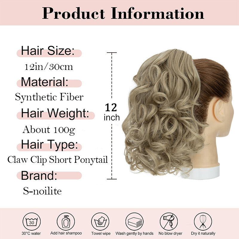 Bendable Clip-In Ponytail Hair Extension - Short 12-Inch Synthetic Bun