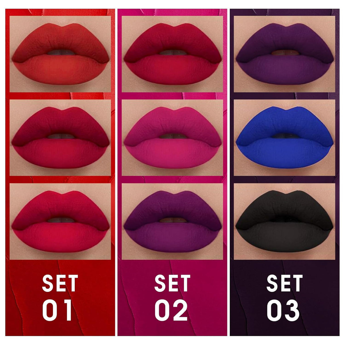 Matte Waterproof Liquid Lipstick Set - 3 Bold Colors for Cosplay & Glam