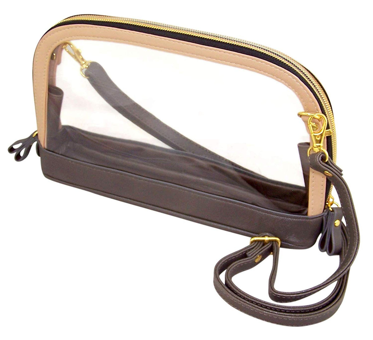 Clear Stadium Bag Crossbody Purse for Venue Compliance 10x6.5in Charcoal