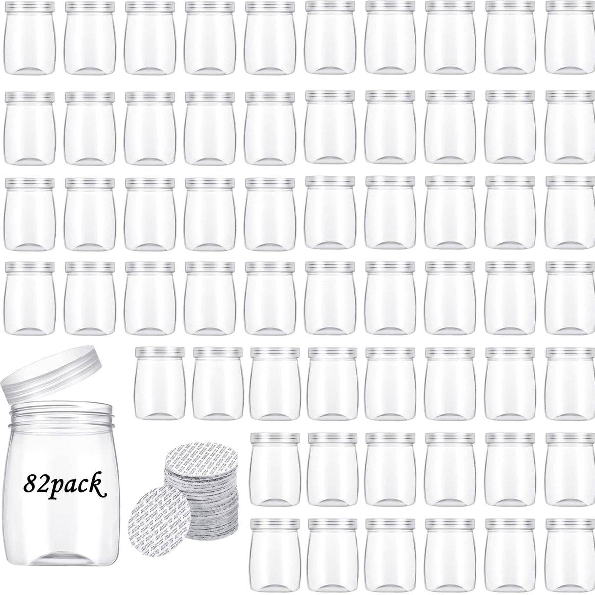 Mini Plastic Pudding Jars with Lids - 82 Pack, Food-Grade Storage Containers