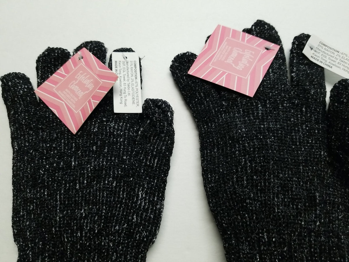 Exfoliating Charcoal Gloves Infused With Bamboo Bath Shower Lot of 2