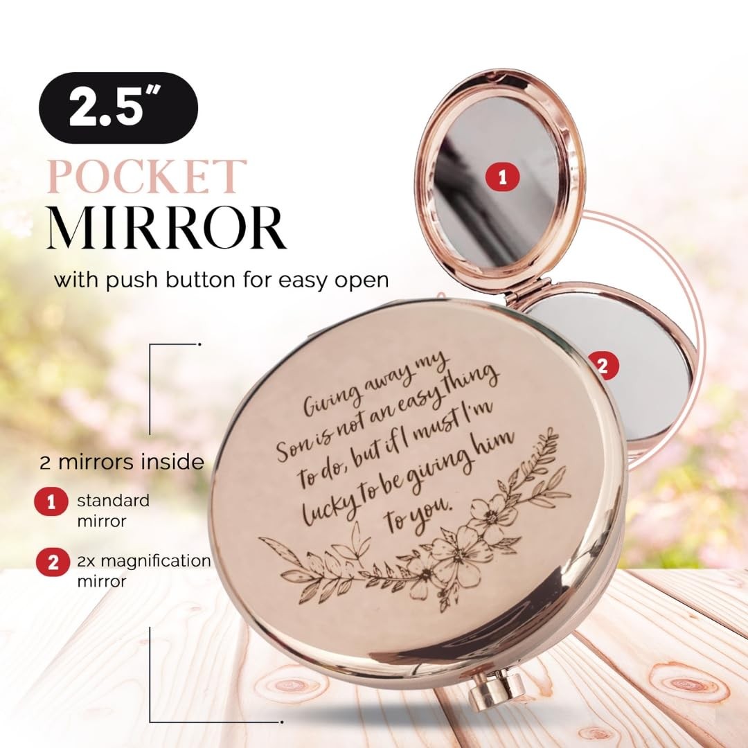 Rose Gold Compact Mirror Wedding Gift for Future Daughter-in-Law - Bridal Keepsake