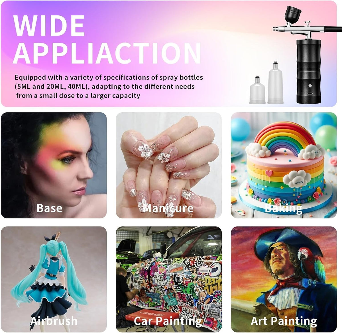 Professional Airbrush Kit with Compressor for Art, Makeup, Nail & Cake Decorating