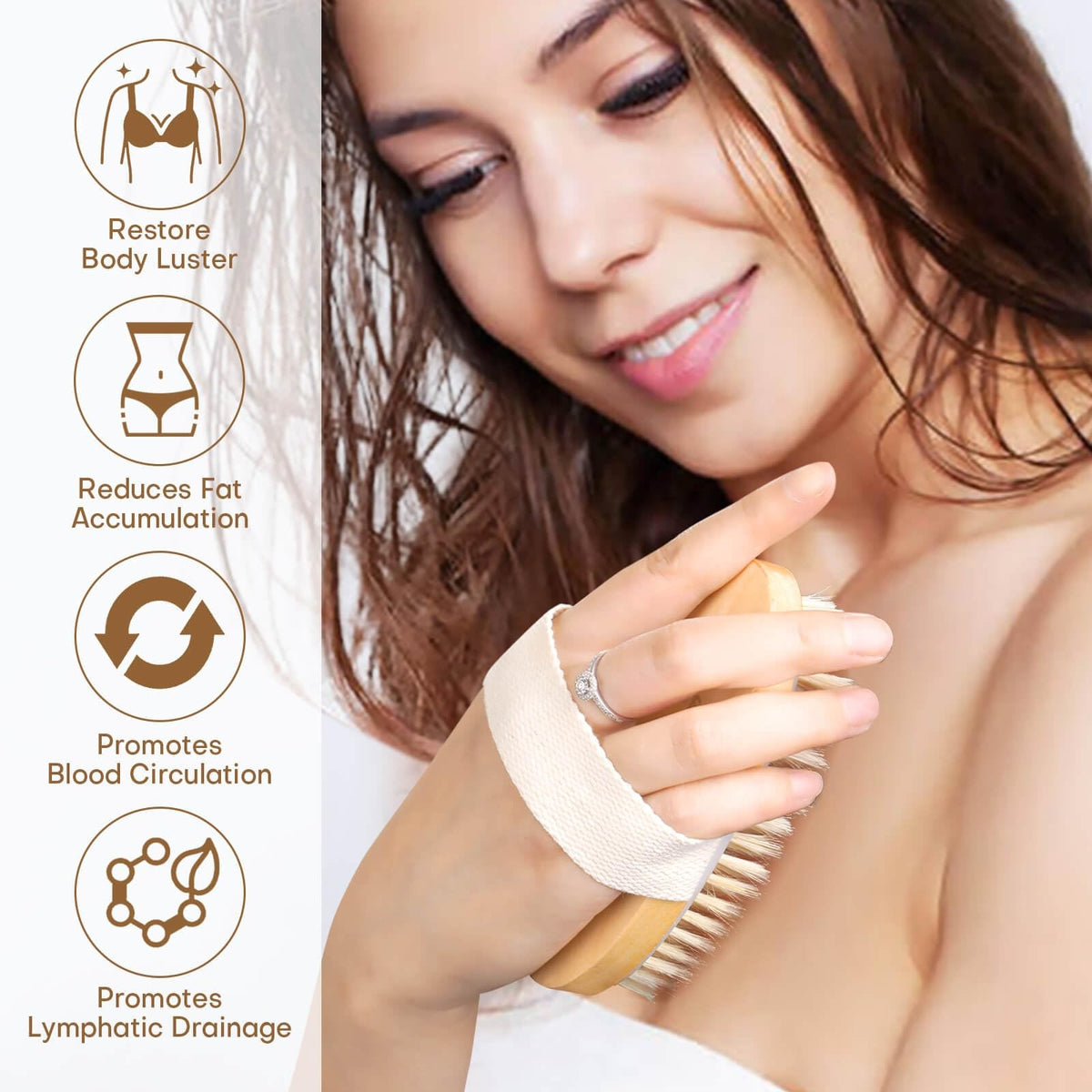 2 Pack Dry Brushing Body Brush, Natural Bristle Exfoliating Brush