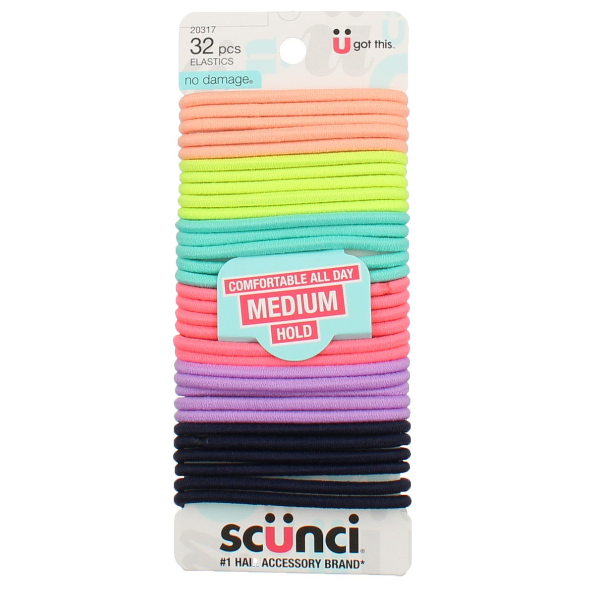 No Damage Medium Hold Hair Elastics - Assorted 32 Pack