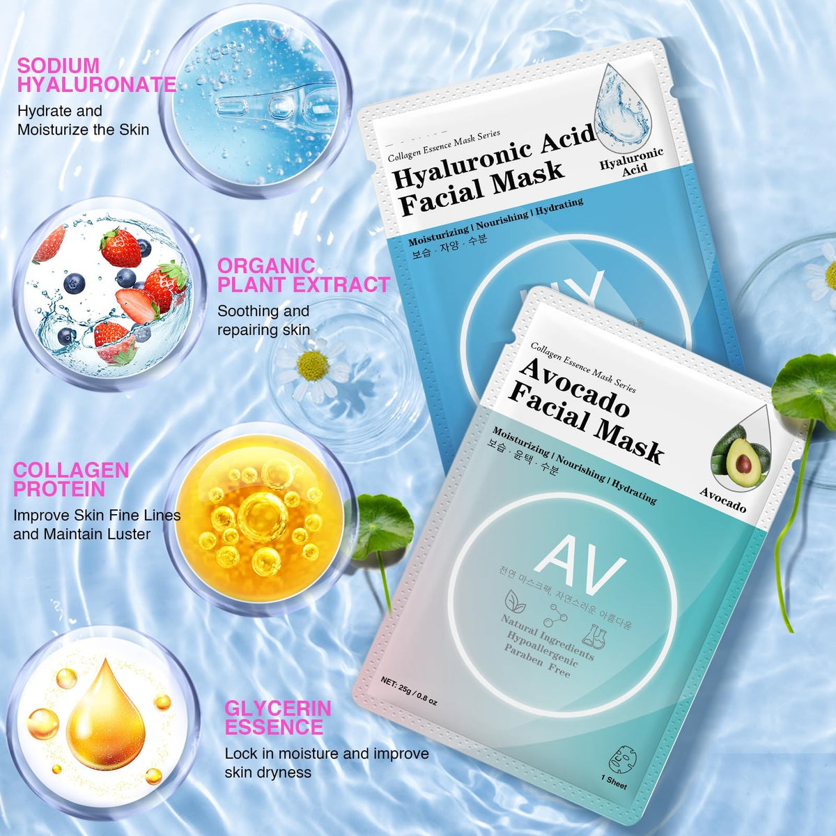 Collagen Essence Sheet Masks - 48 Pack