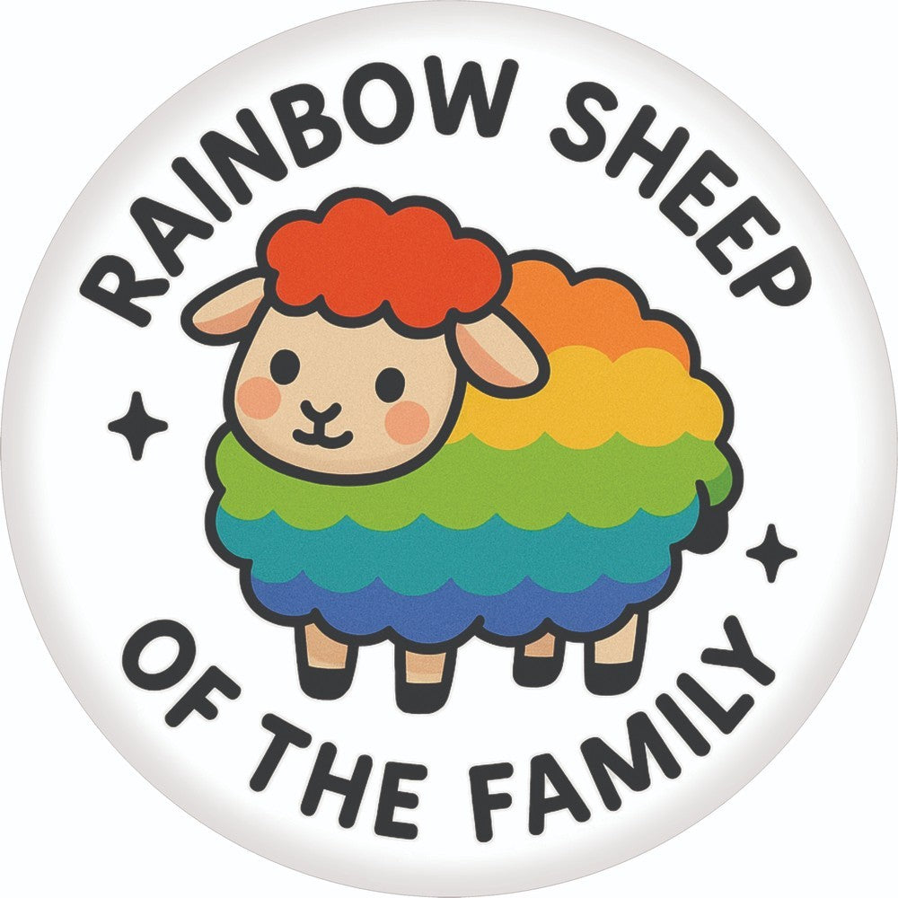 Rainbow Sheep Compact Mirror - LGBT Pride Pocket Accessory - 2.25 Inch Round