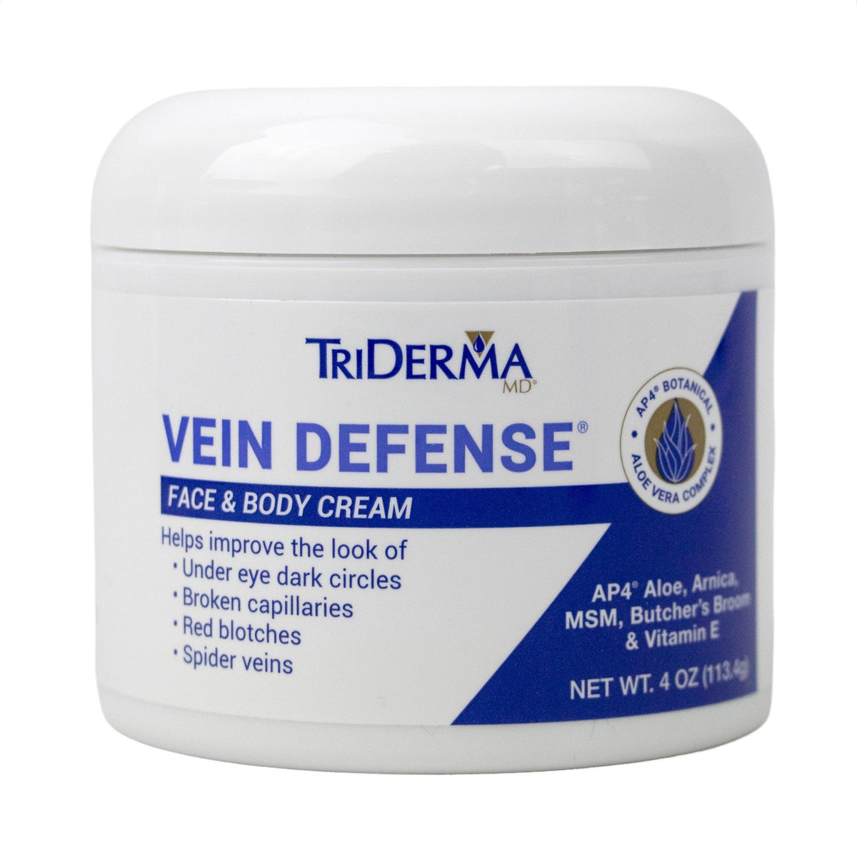 Vein Defense Face & Body Cream for Redness & Spider Veins - 4 oz
