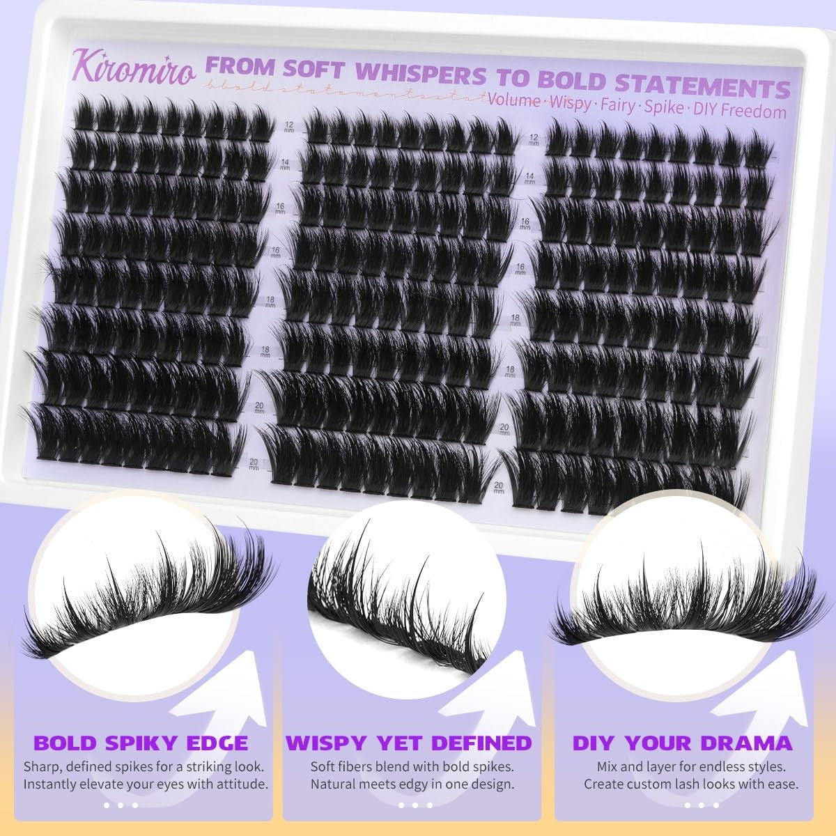 Spiky Lash Clusters with Fluffy Wispy Finish - Black False Eyelashes