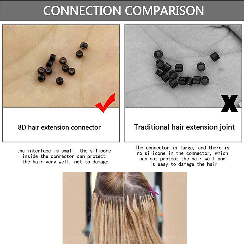 Human Remy Hair Extensions Micro Loop Nano Ring Full Head Salon Use