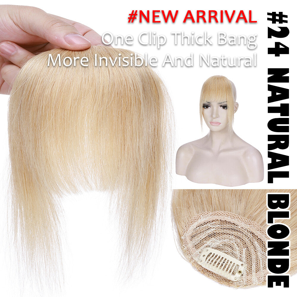 Clip-In Thick Fringe Bang Hair Extensions for Women - Remy Human Hair