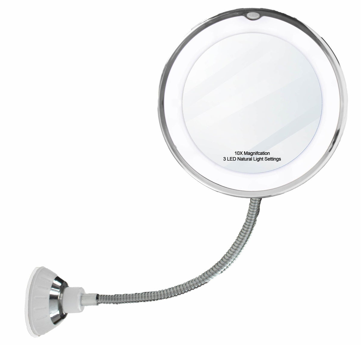 LED Vanity Mirror 10X Magnification with Adjustable Gooseneck & Bright LEDs