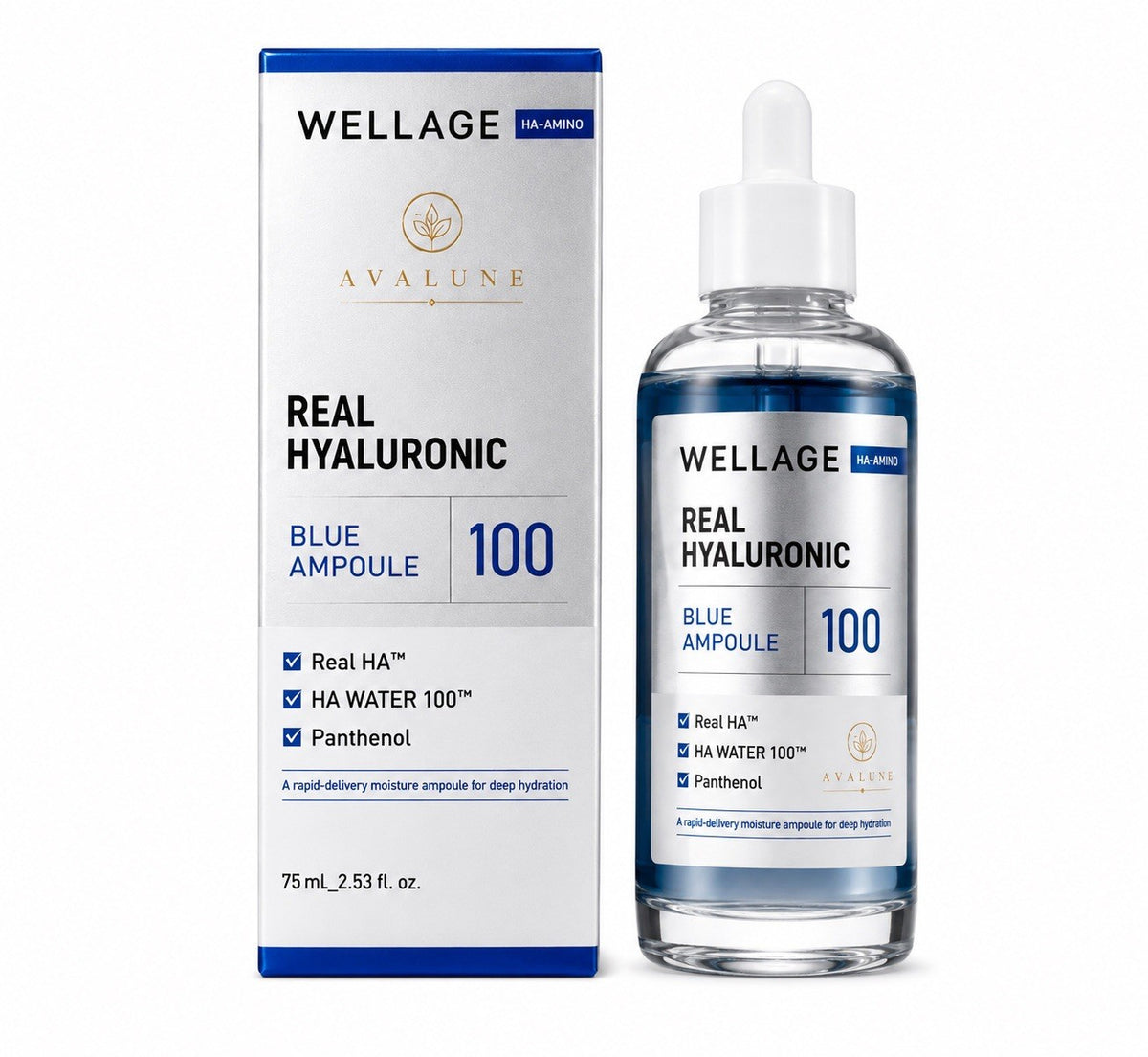 Hyaluronic Acid Blue Ampoule Serum 2-Pack - Hydrating Skincare, 2.53 oz
