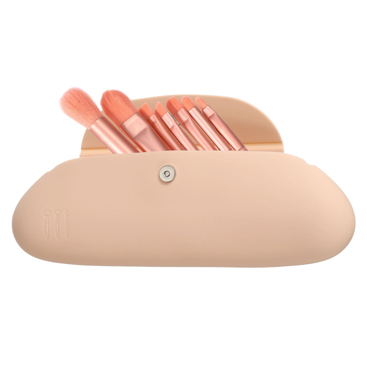Silicone Makeup Brush Holder Travel Cosmetic Bag with Magnetic Closure - Khaki