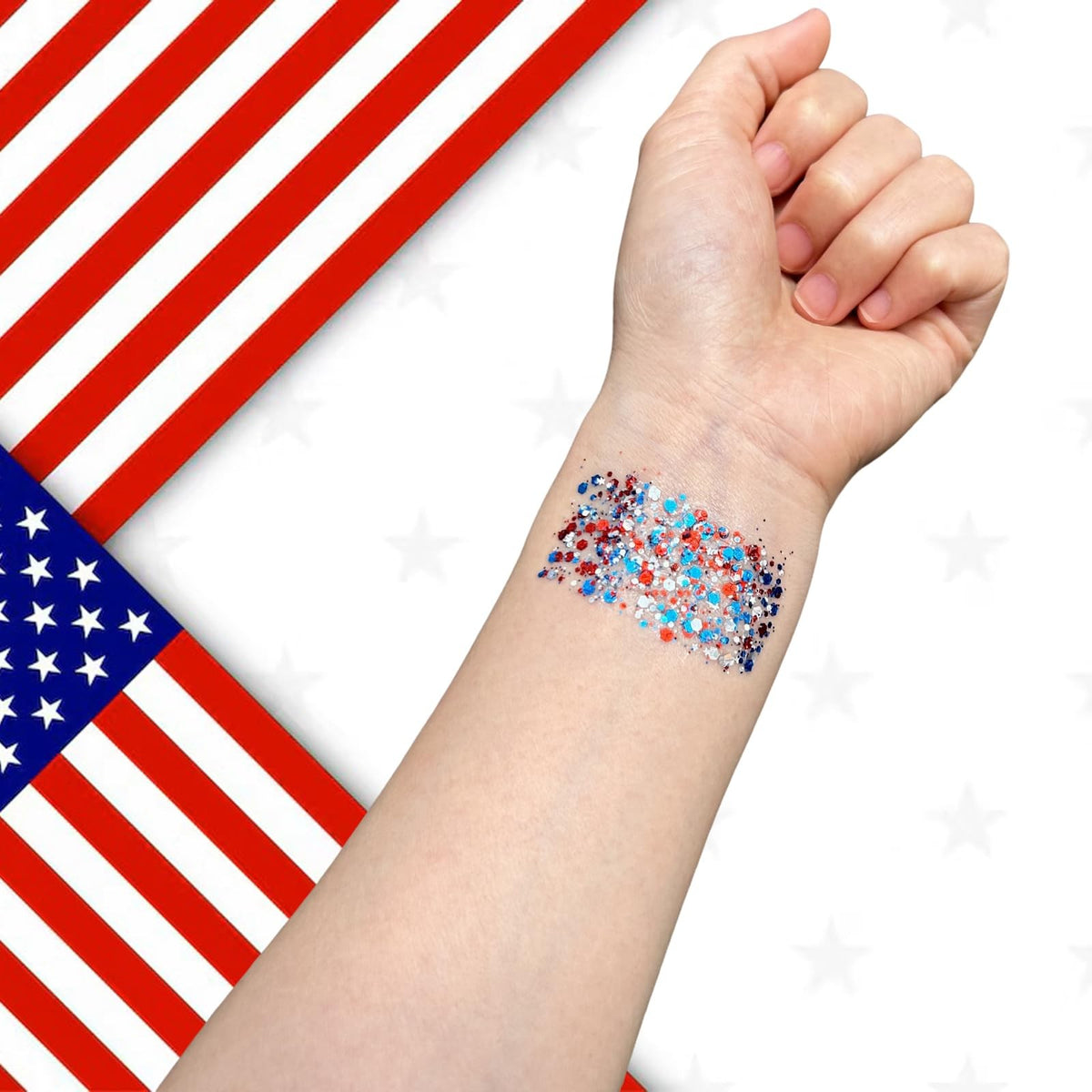Patriotic Body Glitter Red White & Blue Gel Stick – Waterproof, Long-Lasting