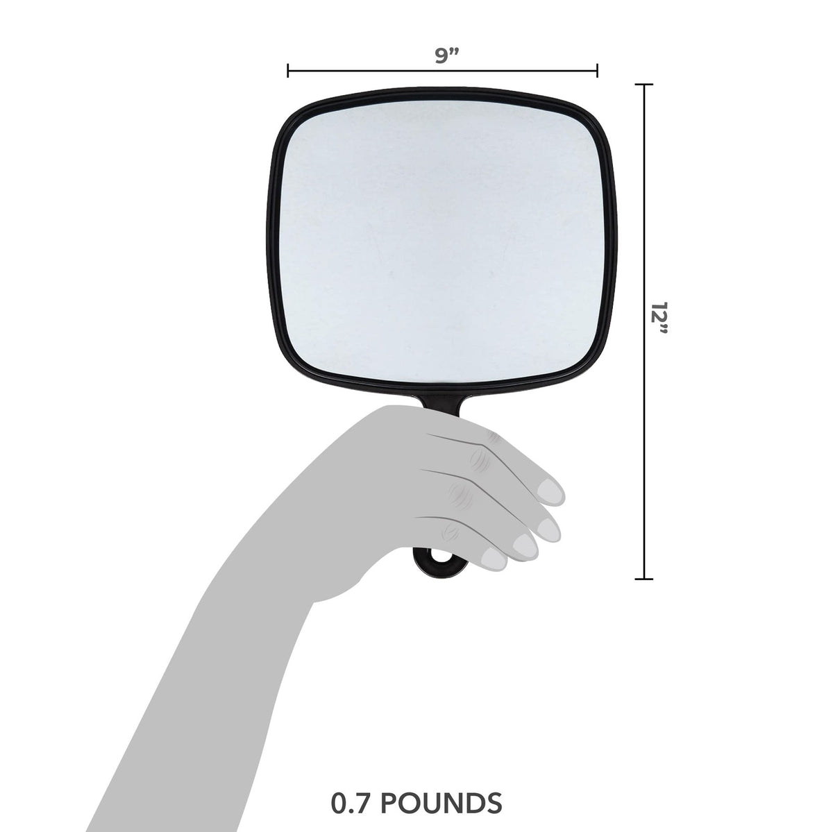 Extra Large Hand Held Mirror with Handle for Makeup & Beauty - Square Cosmetic Mirror