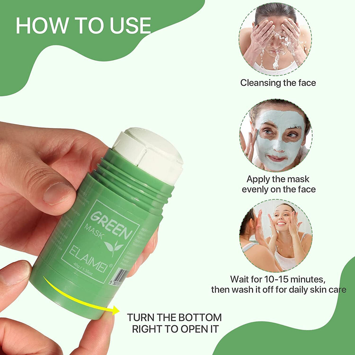 Green Tea Clay Cleansing Stick - 4pcs Facial Mask Set
