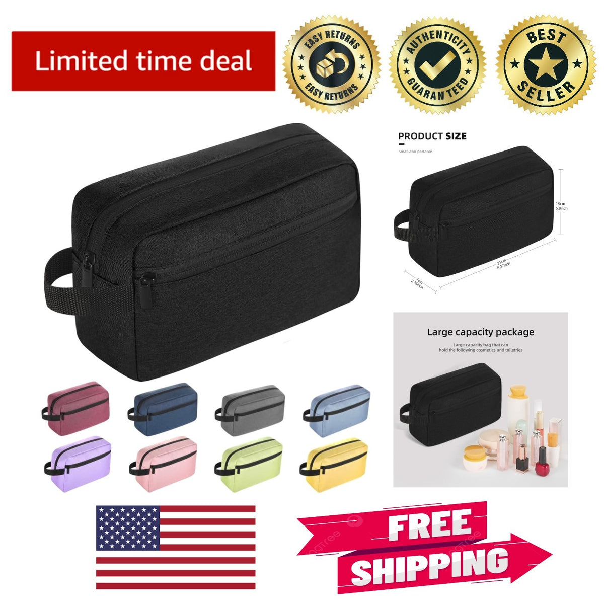 Lightweight Hanging Cosmetic Bag Travel Organizer with Waterproof Fabric