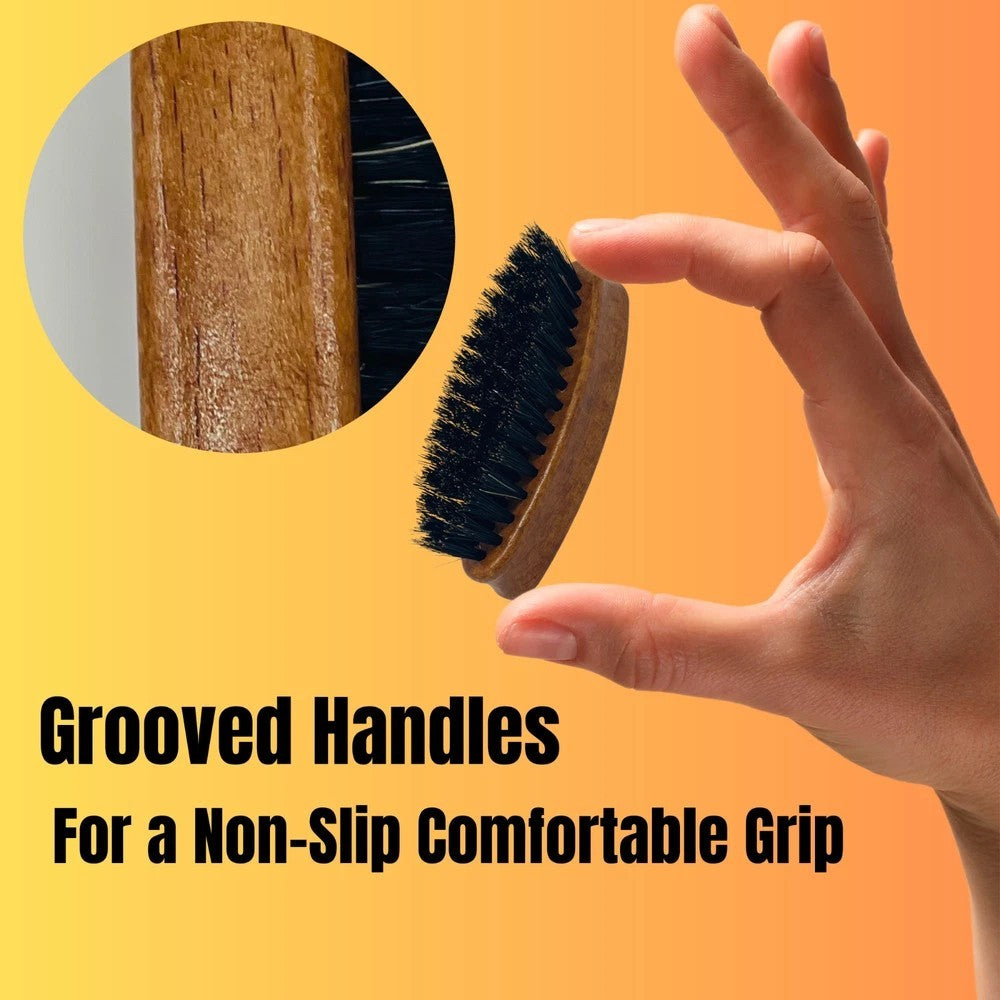 Travel Size Beard Brush with Natural Boar Bristles - Compact Grooming Tool