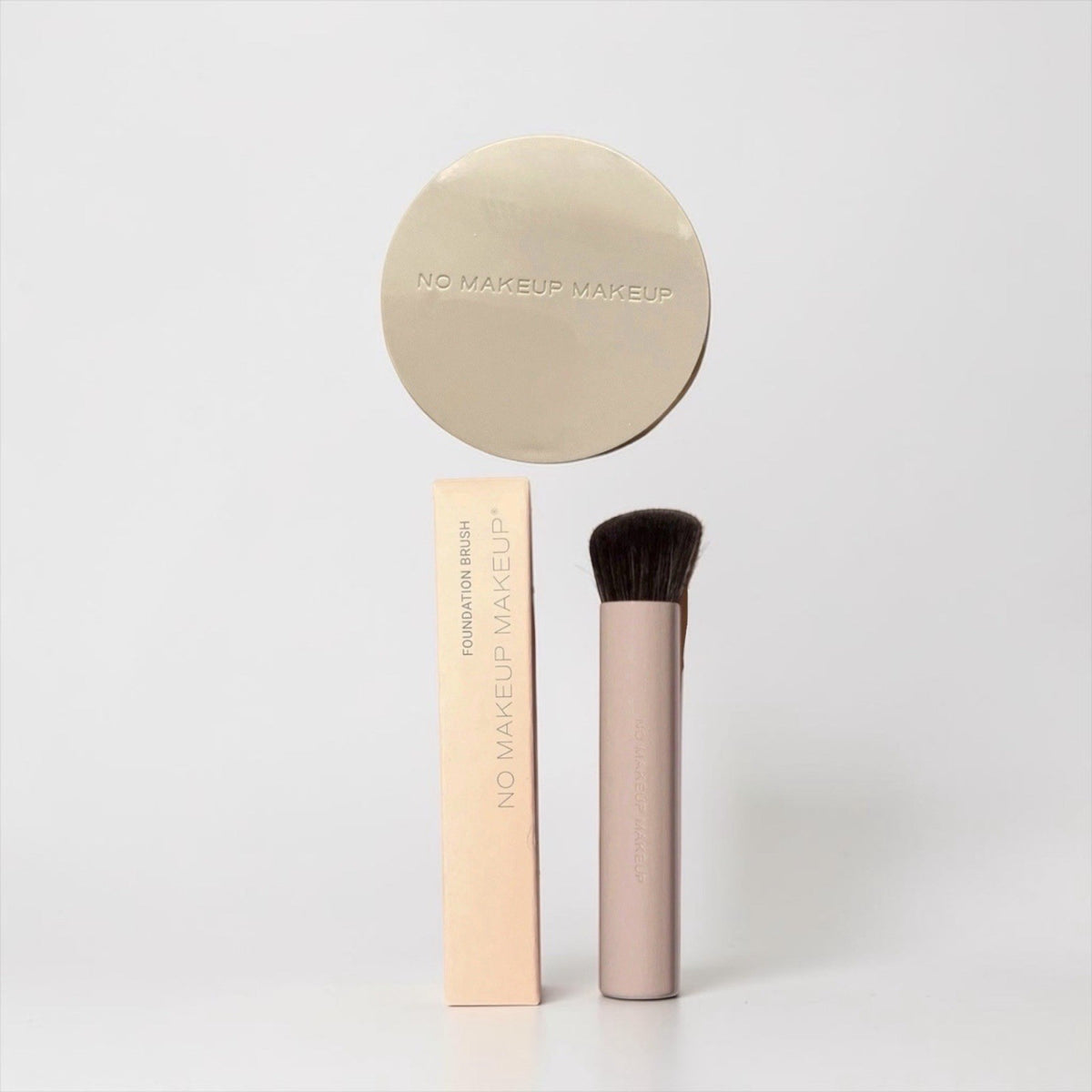No Makeup Foundation Almond Cream with Brush - Buildable, Long-Wear Face Makeup