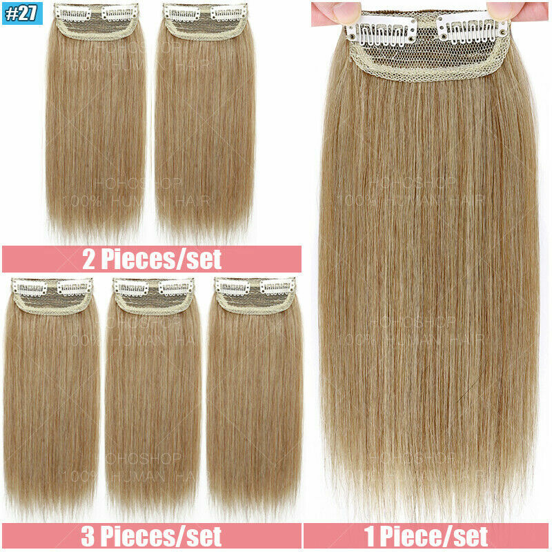 Clip-In Hair Extensions Remy Human Hair Topper - Multiple Colors & Lengths