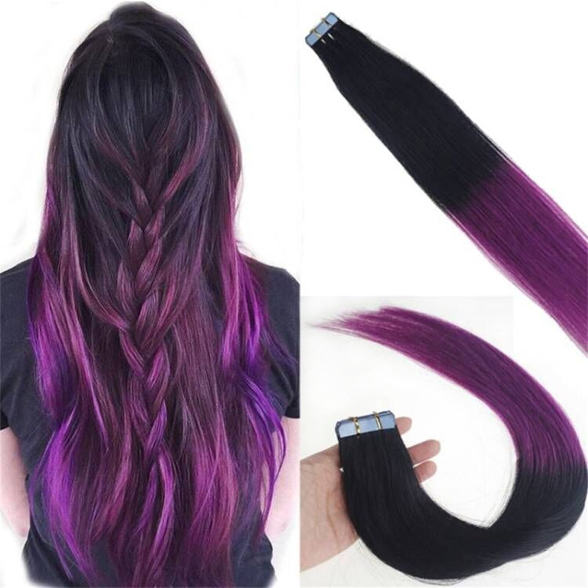 Remy Hair Tape-In Extensions Full Head 40pc Natural Straight Human Hair