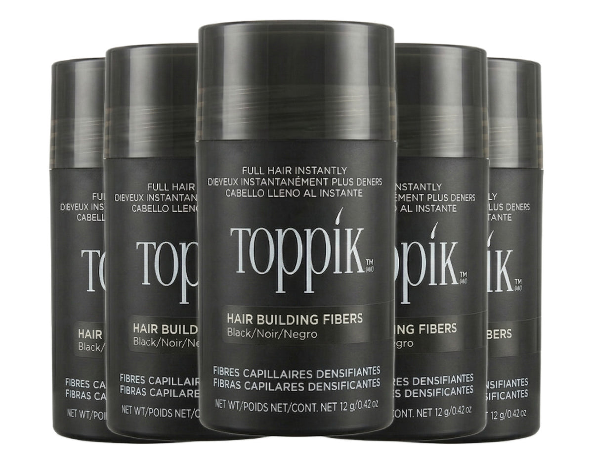 Hair Building Fibers Black 0.42 oz - Keratin Thickener (5 Pack)