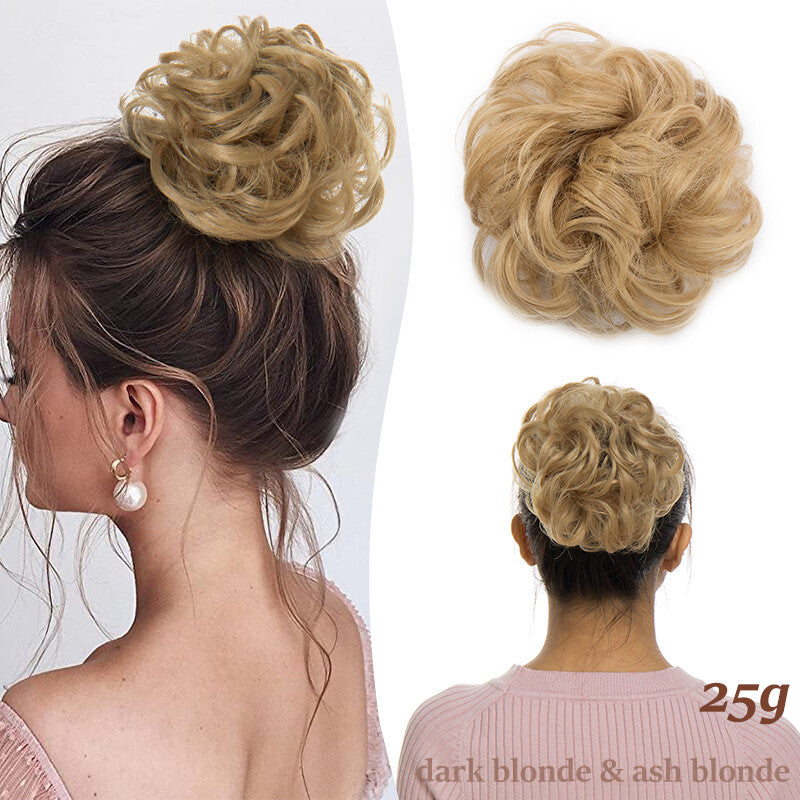 Natural Curly Messy Bun Hair Piece Extensions - Real Human Hair, Updo Scrunchie