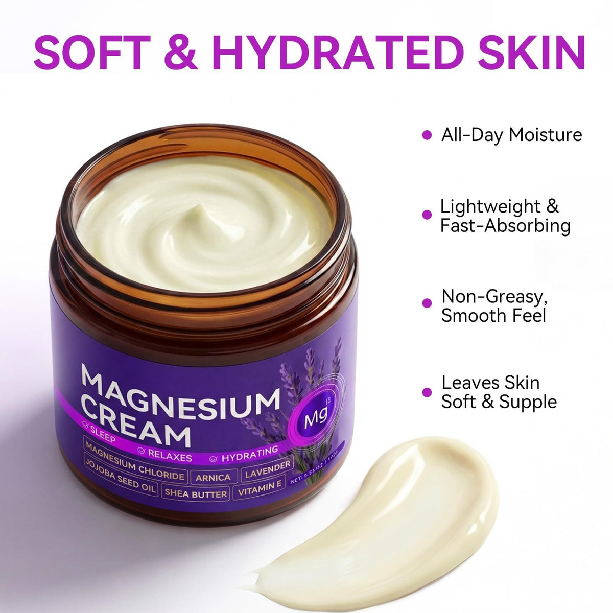Magnesium Cream for Sleep & Muscle Relief - 3.53 oz