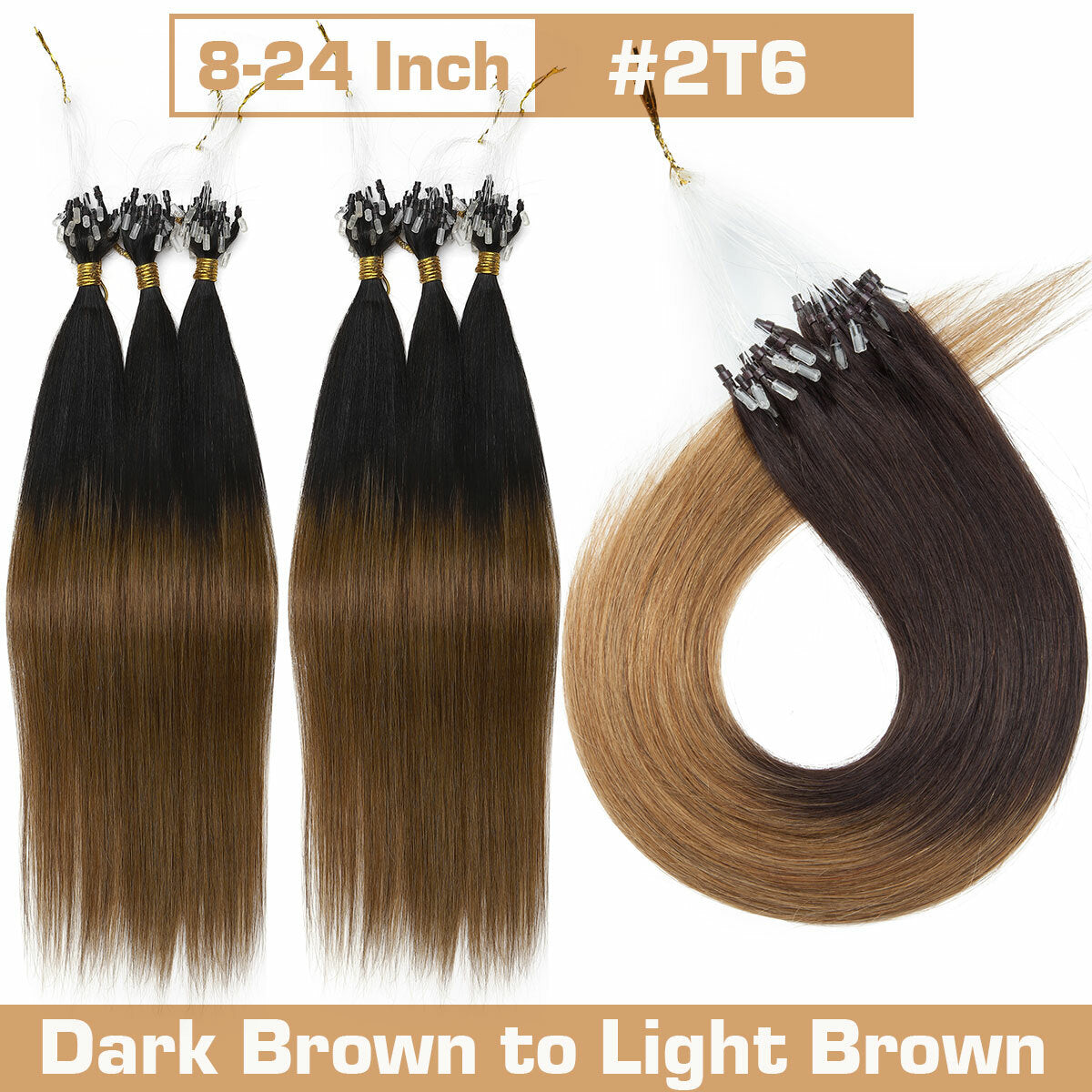 Thick Micro Loop Human Hair Extensions - Remy 100% Human Hair, Nano Beads, Multiple Lengths & Colors