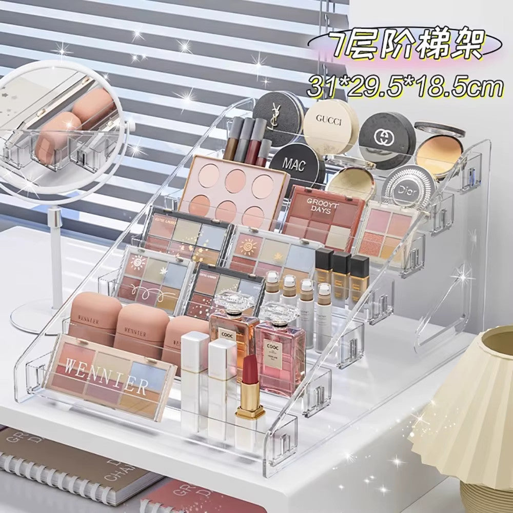 Transparent Makeup Organizer Storage Box with Multiple Layers - Clear Cosmetic Display Case