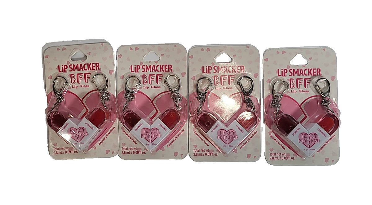 Set of 4 Strawberry Raspberry Lip Glosses - Heart BFF Lip Smacker Lip Balm