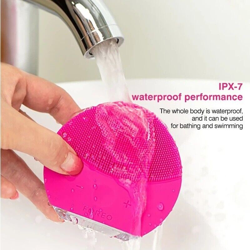 Mini Waterproof Facial Cleansing Brush - Blue for Deep Skin Care