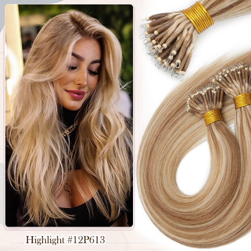 Nano Beads Hair Extensions 100% Remy Human Hair Balayage Ombre Blonde