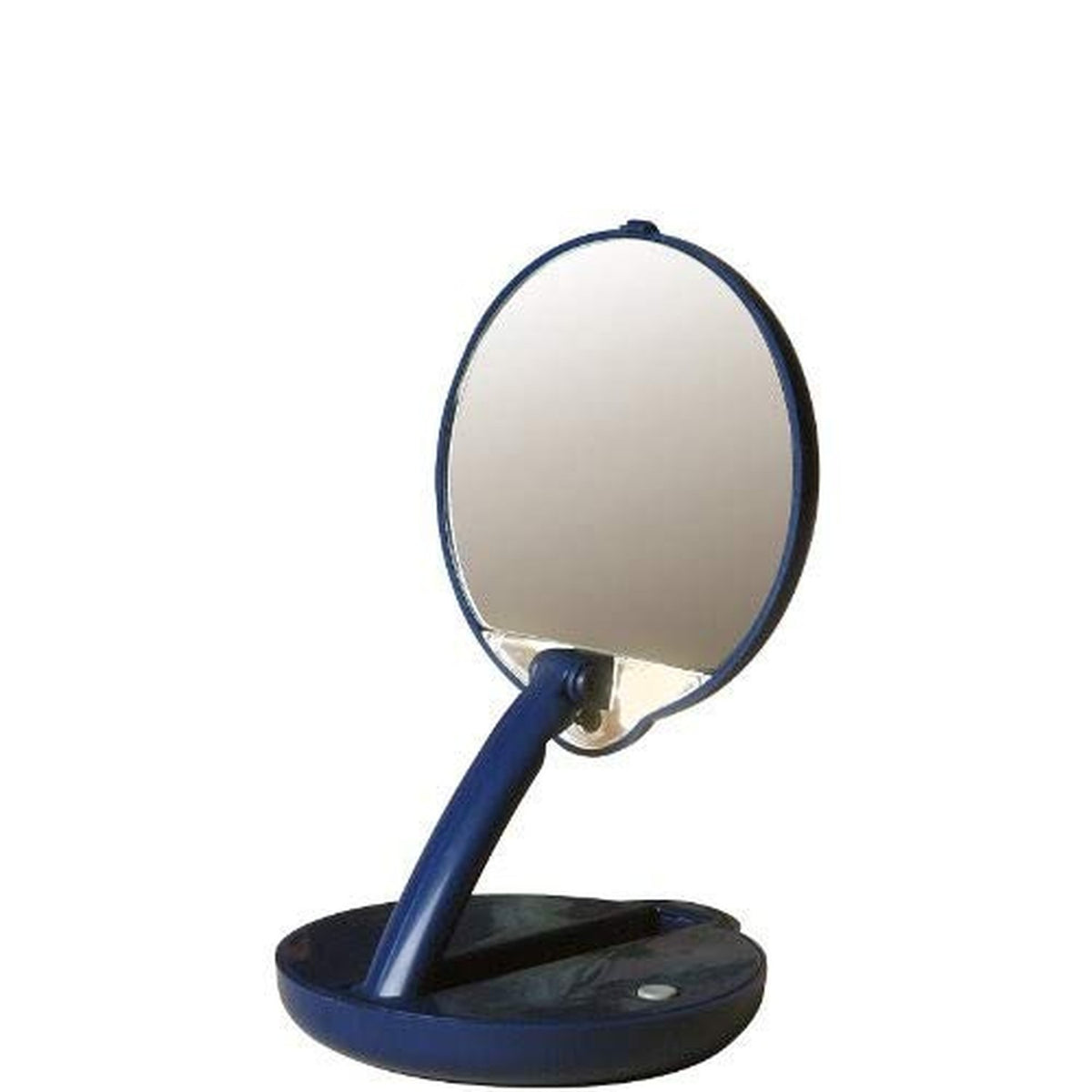 15X Magnifying Tabletop Mirror with LED Lights - Blue, Adjustable & Foldable