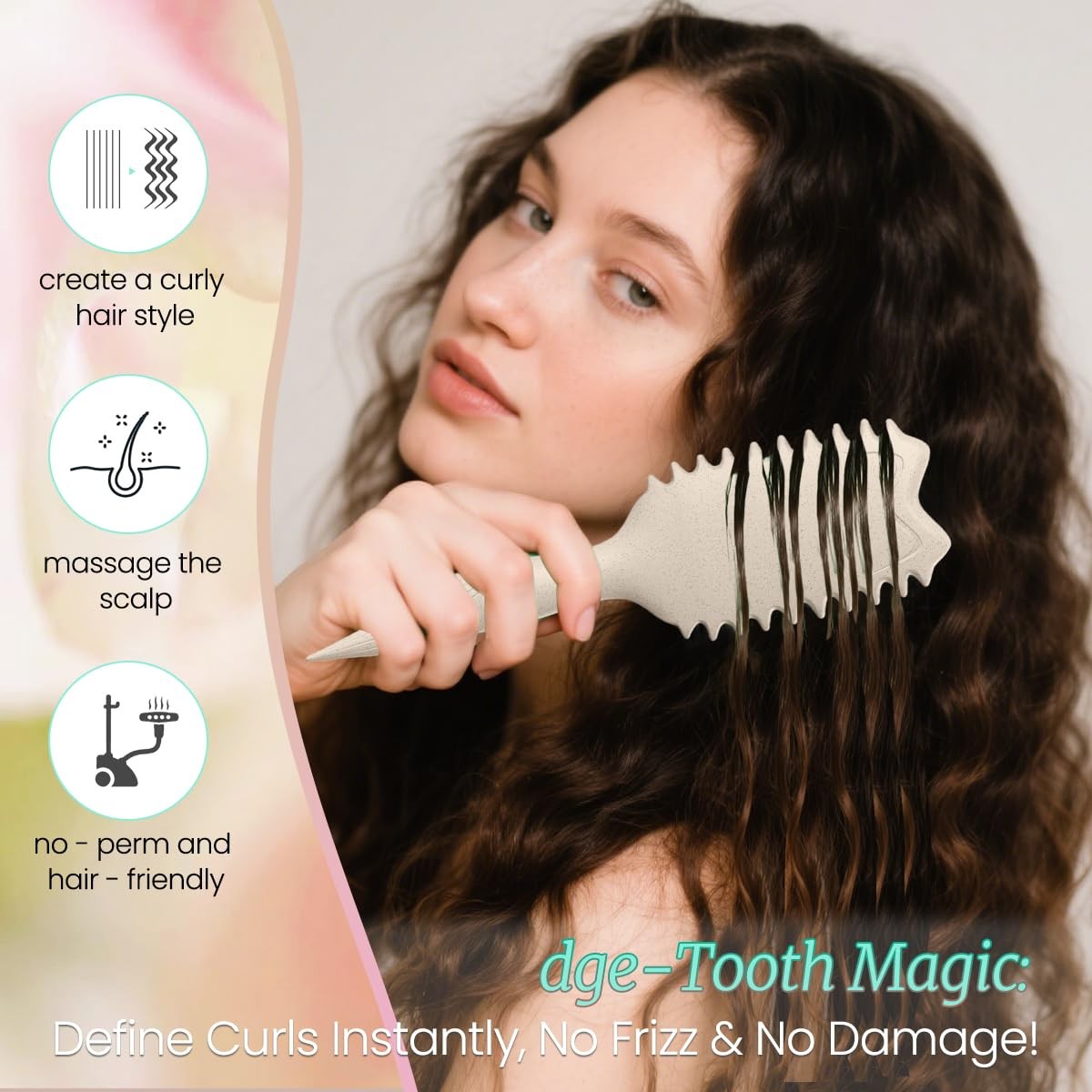 Curly Hair Brush with Boar Bristles for Defining & Detangling - Kazunark