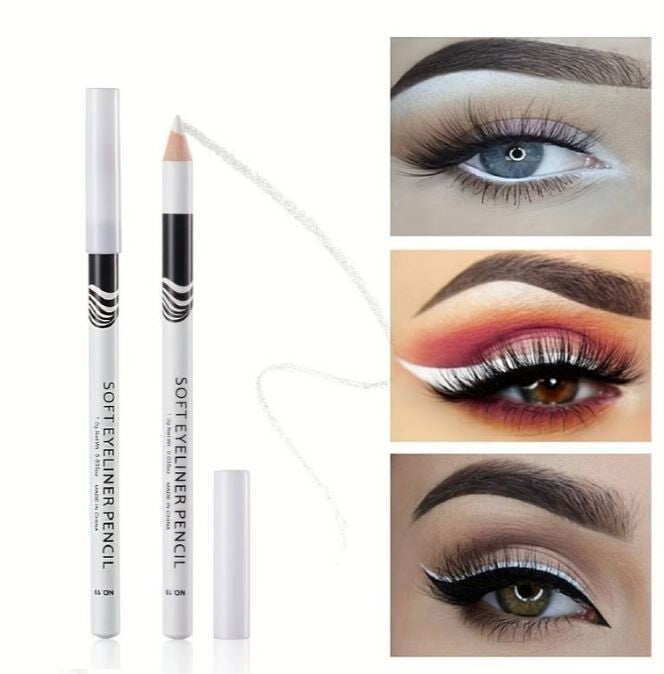 White Eyeliner Pencil with Highlighter Waterproof Eye Makeup Pen