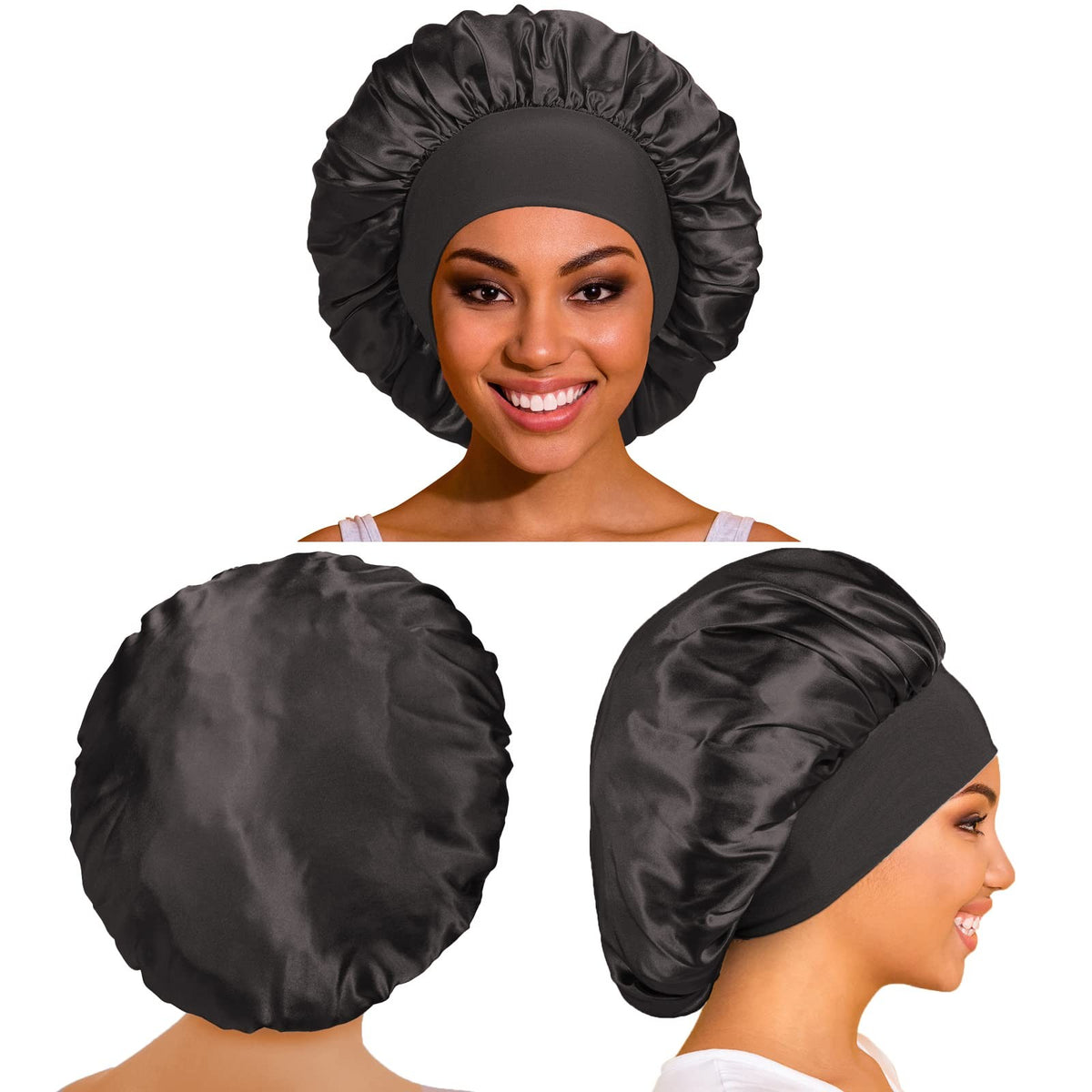 PHILIGHTS 3PCS Bonnets for Women, Satin Bonnet Hair One Size, Set C