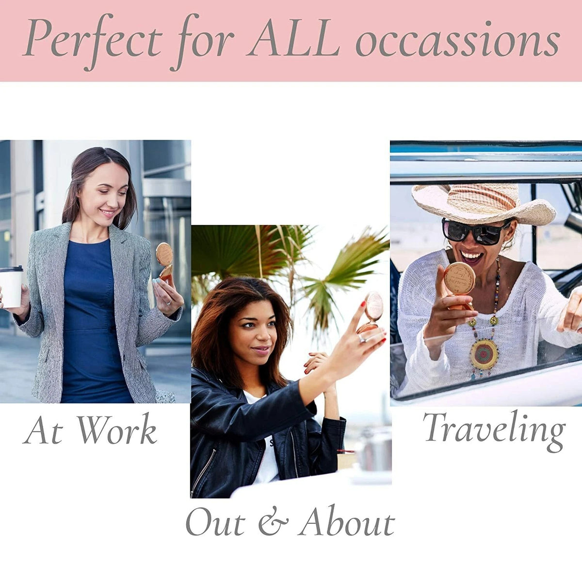 Rose Gold Compact Makeup Mirror with Magnification - Girlfriend Gift, Elegant Portable Mirror