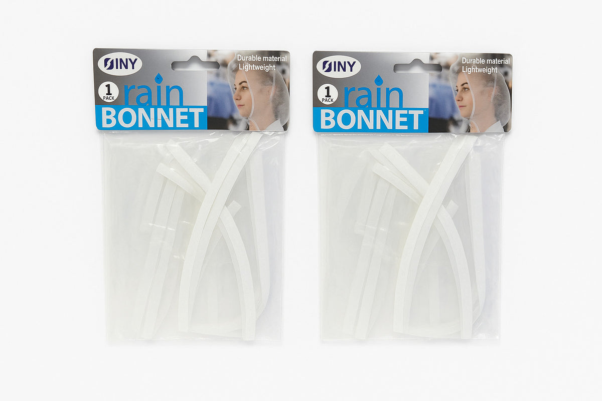 2 Pack Clear Rain Bonnet Waterproof Plastic Hat with Visor Reusable