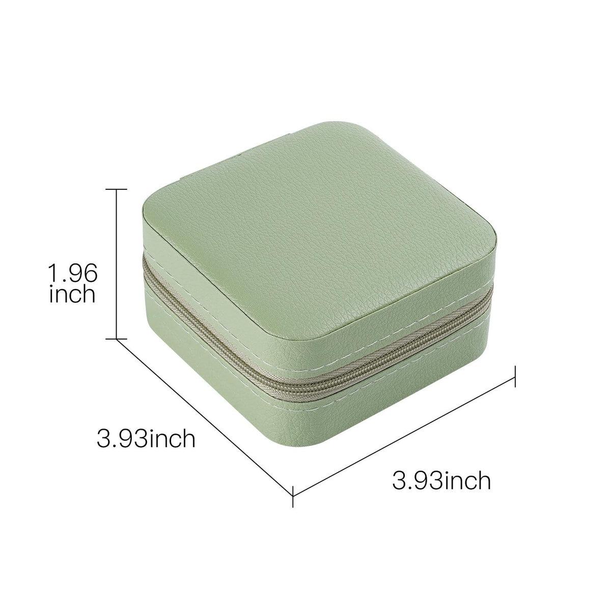 Travel Jewelry Case - Small Leather Organizer with Necklace Hooks & Ring Grooves, Green