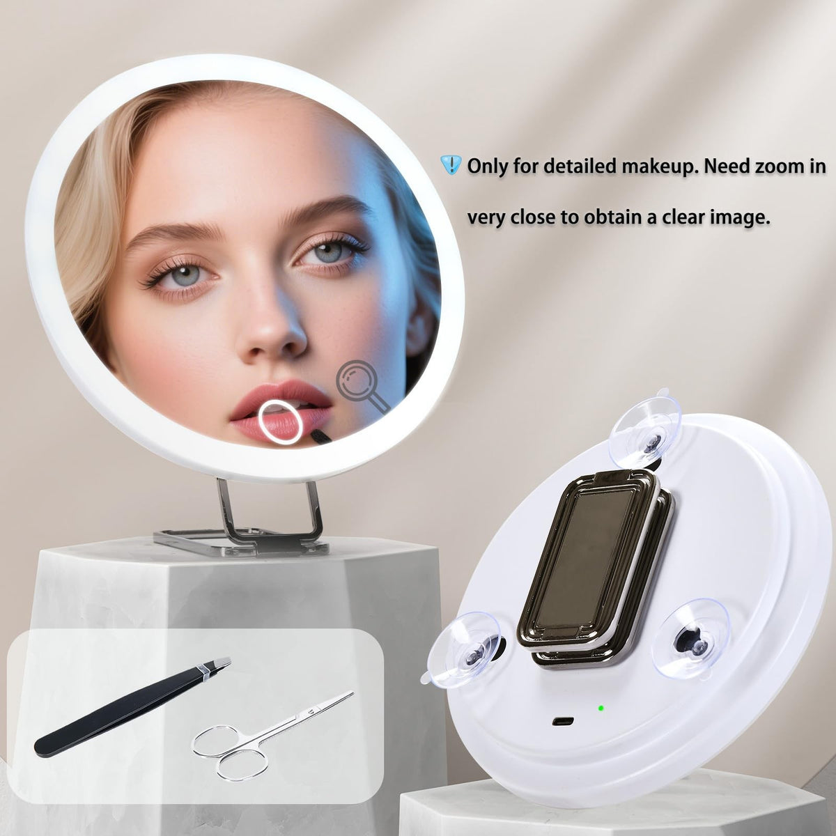 Magnifying Makeup Mirror with LED Lights 10x Zoom Portable Travel