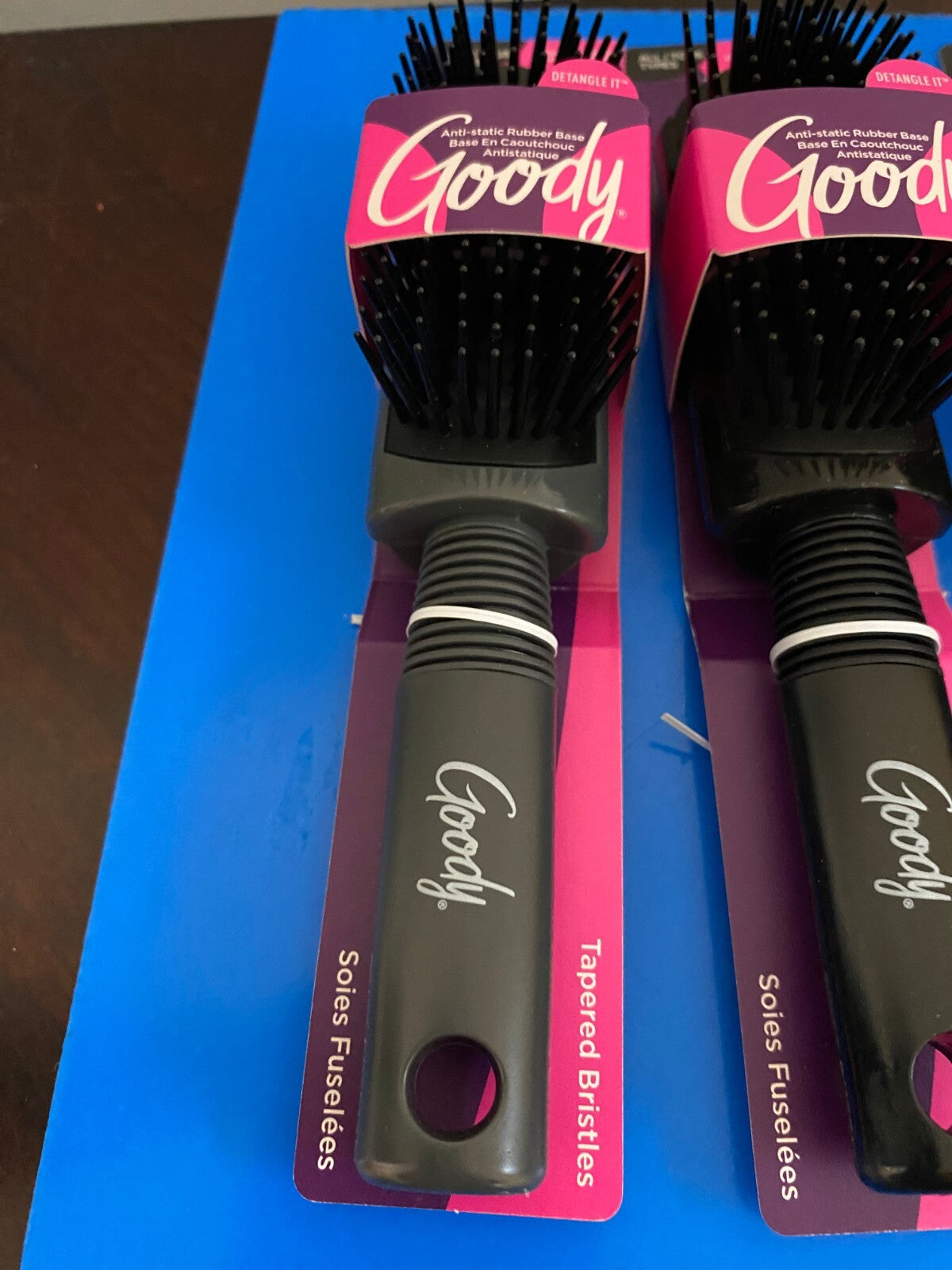Mini Styling Rubber Base Hair Brush Set - Tapered Bristles for All Hair Types
