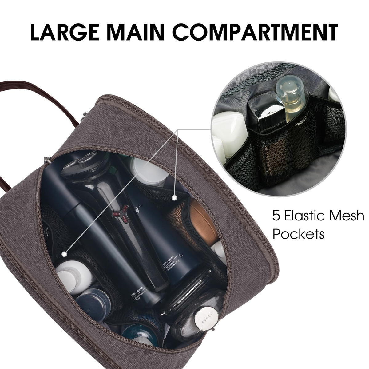 Large Travel Toiletry Bag Men Water Resistant Hanging Dopp Kit with Wet Dry Compartments