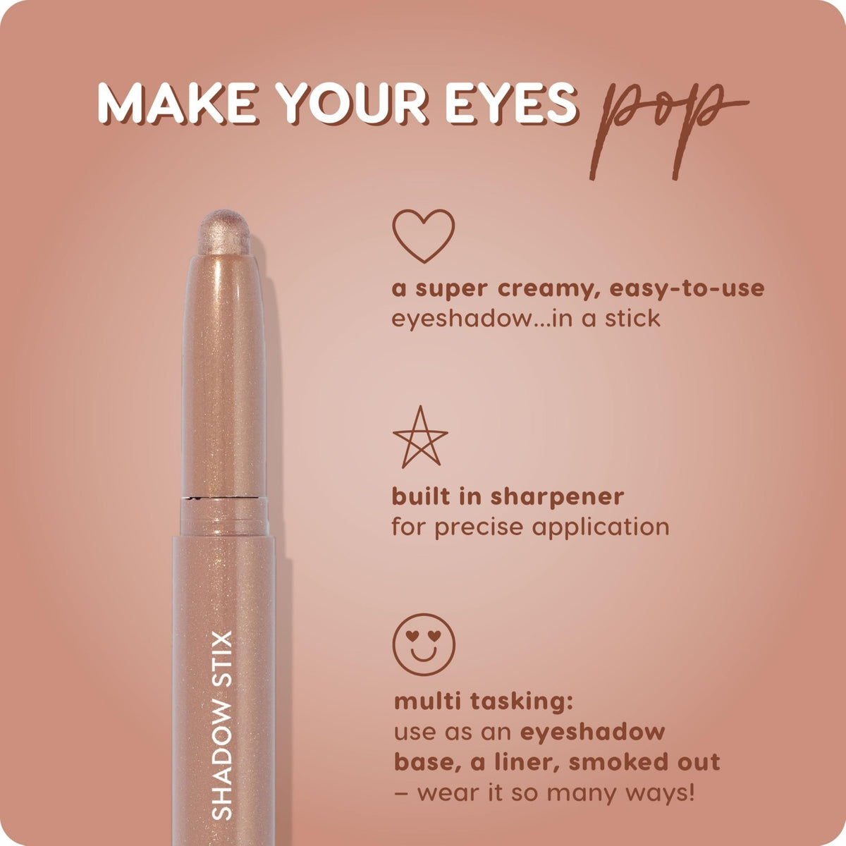 Cream Eyeshadow Stick Bundle - Long-Lasting, Vibrant Colors, 4 Pack
