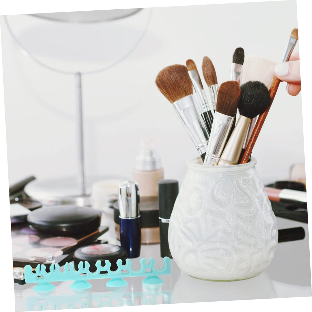 Silicone Makeup Brush Holder Storage Rack Drying Shelf Organizer