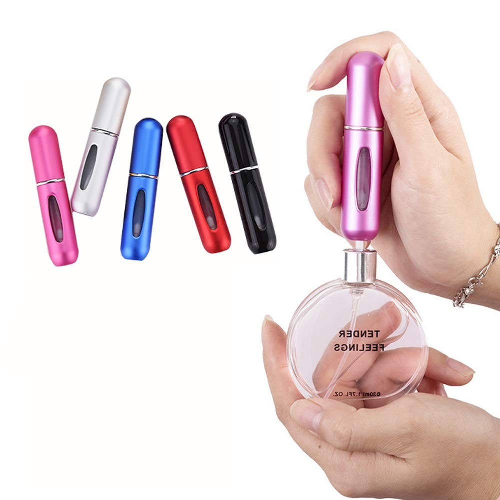 Refillable Perfume Atomizer Bottles Set - 5 Pack Travel Scent Sprayers