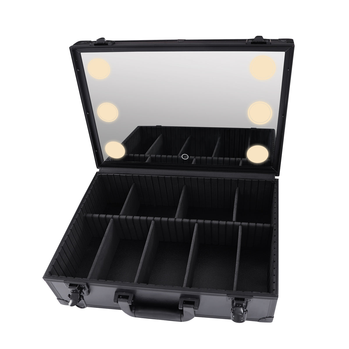 Large Makeup Train Case with LED Light & Mirror - Portable Organizer