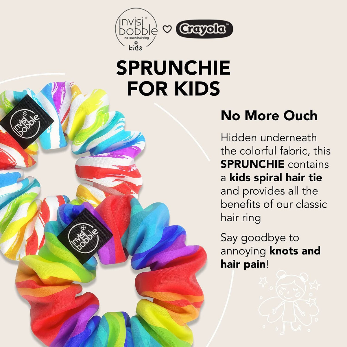 Lot of 2 Invisibobble Kids' Sprunchie Spiral Hair Ring - Crayola