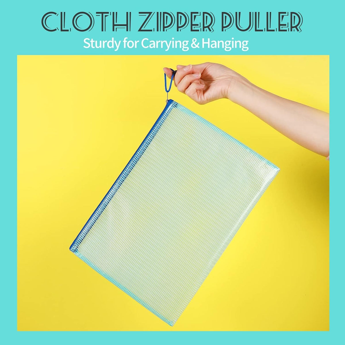 Mesh Zipper Storage Bags Set of 4 - Waterproof Organizing Pouches 13.2x9.2 Inches